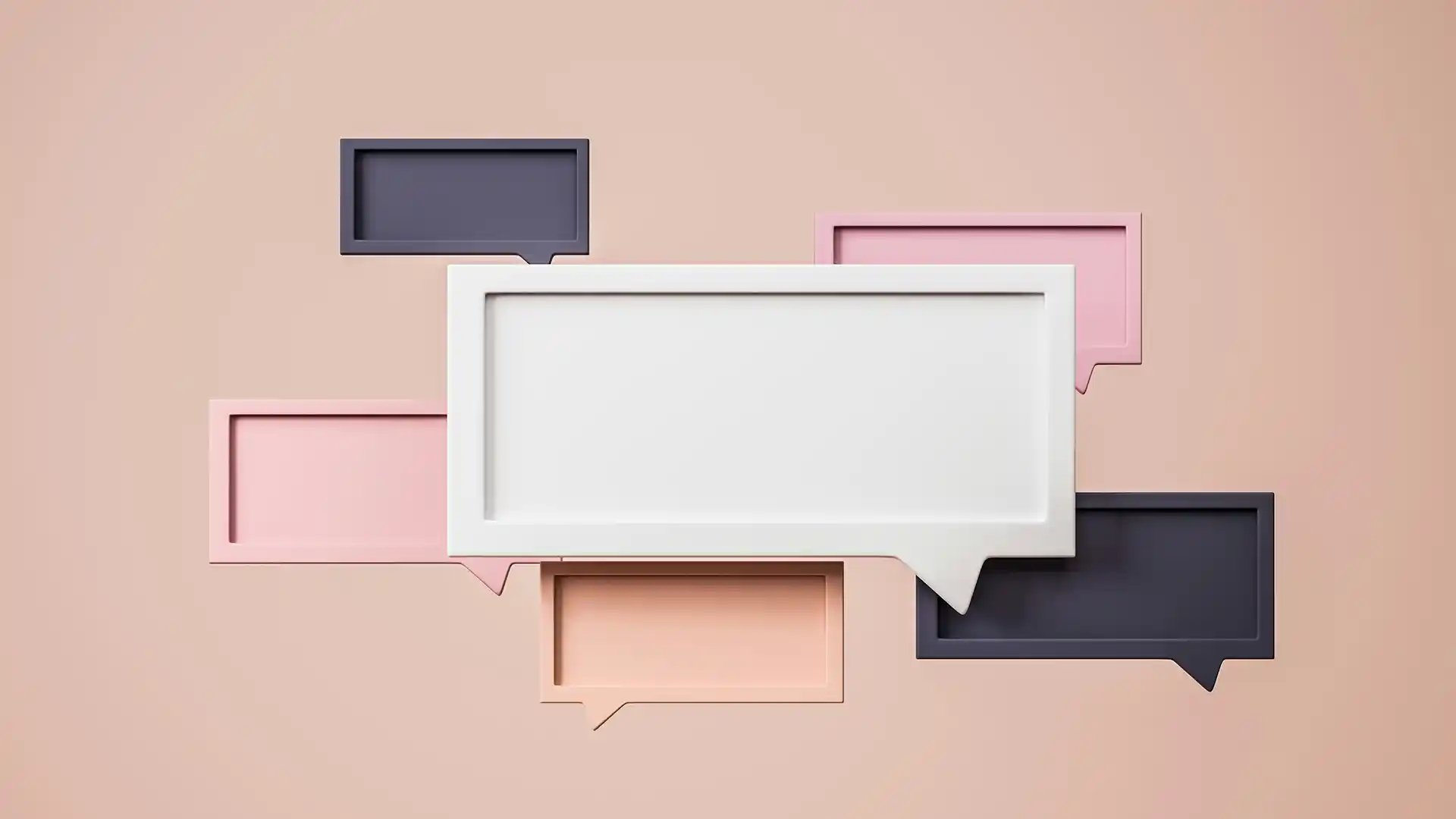 Multiple square speech bubbles on top of one another